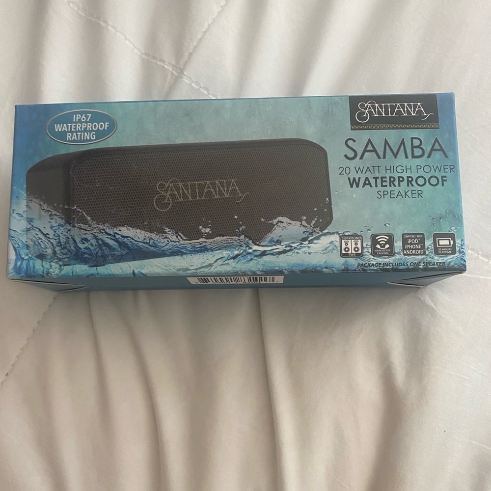 Santana Samba Waterproof Bluetooth Speaker. Brand New, Unopened Box.